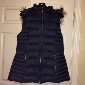 🌸🌺Kate Spade 🌸🌺- Blue Hooded Faux Fur Vest